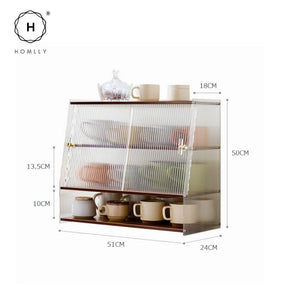 Homlly Dustproof Kitchen Storage Tabletop Cupboard Rack with Acrylic Door