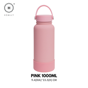 Homlly Ella Wide Mouth insulated water bottle with leakproof cap and bucket handle