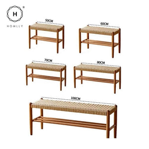 Homlly Ika Entryway Shoe Rack Bench with Rope Weaving Design (Various Length)