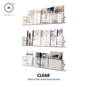 Homlly Nuii Clear Acrylic Wall Bookshelf Magazine Rack Holder