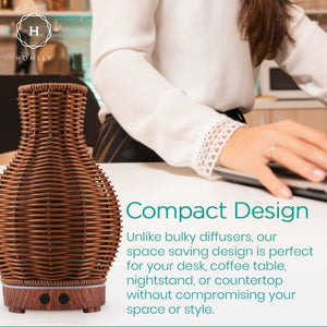 Homlly Rattan Essential Oil Diffuser Humidifier (200ml)