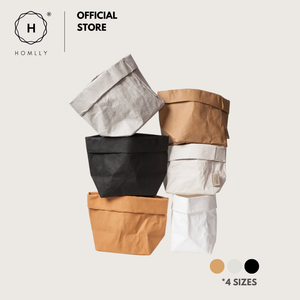 Homlly Sunii Multi Purpose Washable Reusable Kraft Paper Bag for Storage Basket, Flowerpot, Organizer