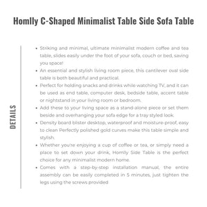 Homlly C-Shaped Minimalist Table Side Sofa Table