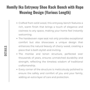 Homlly Ika Entryway Shoe Rack Bench with Rope Weaving Design (Various Length)