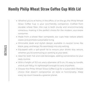 Homlly Philip Wheat Straw Coffee Cup With Lid