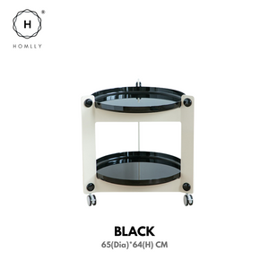 Homlly Lunii 2 Tiers Coffee Round Side Table With Rolling Wheels