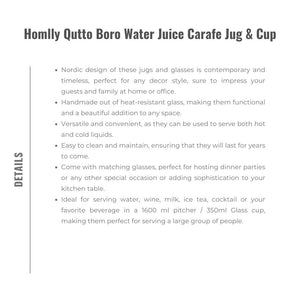 Homlly Qutto Boro Water & Juice Carafe Jug & Cups