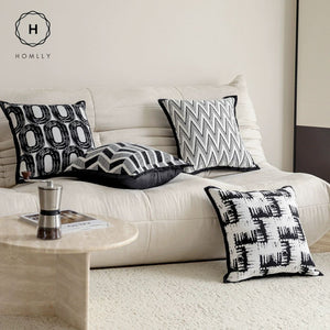 Homlly Monochrome Geotric Decorative Pillow Cushion Cover