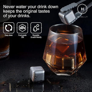 Homlly Reusable Stainless Steel Ice Cubes Chilling Stones