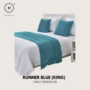 Homlly Ribbed Decorative Pillow Cushion Covers with Bed Runner Throw