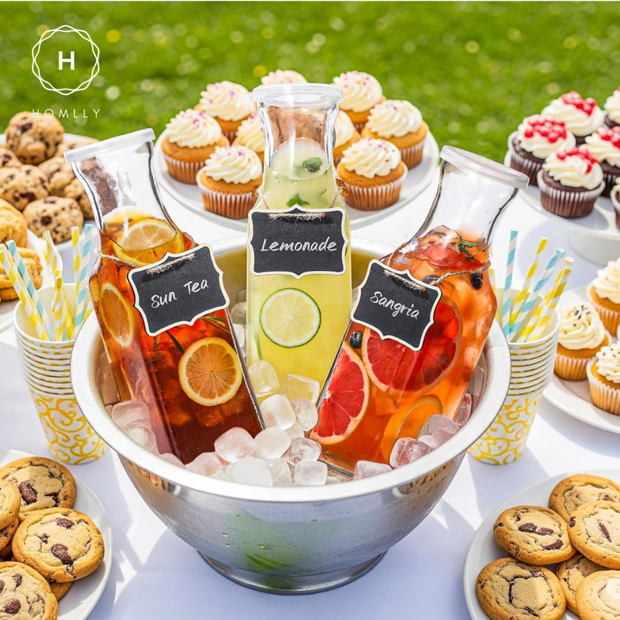 Homlly 1L Water Carafe Clear Glass Pitcher with Lid (Square Base)