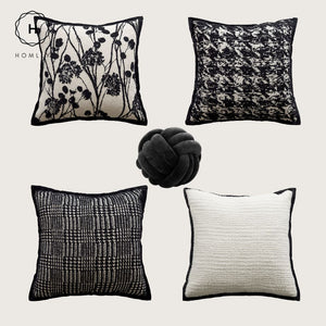 Homlly Black Monochrome  Decorative Pillow Cushion Cover