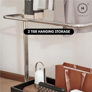 Homlly Unii Hanging Clothes Stainless Steel Rack Cart with Storage on wheels