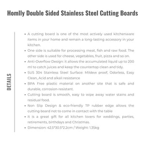 Homlly Double Sided Stainless Steel Cutting Boards