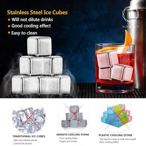 Homlly Reusable Stainless Steel Ice Cubes Chilling Stones