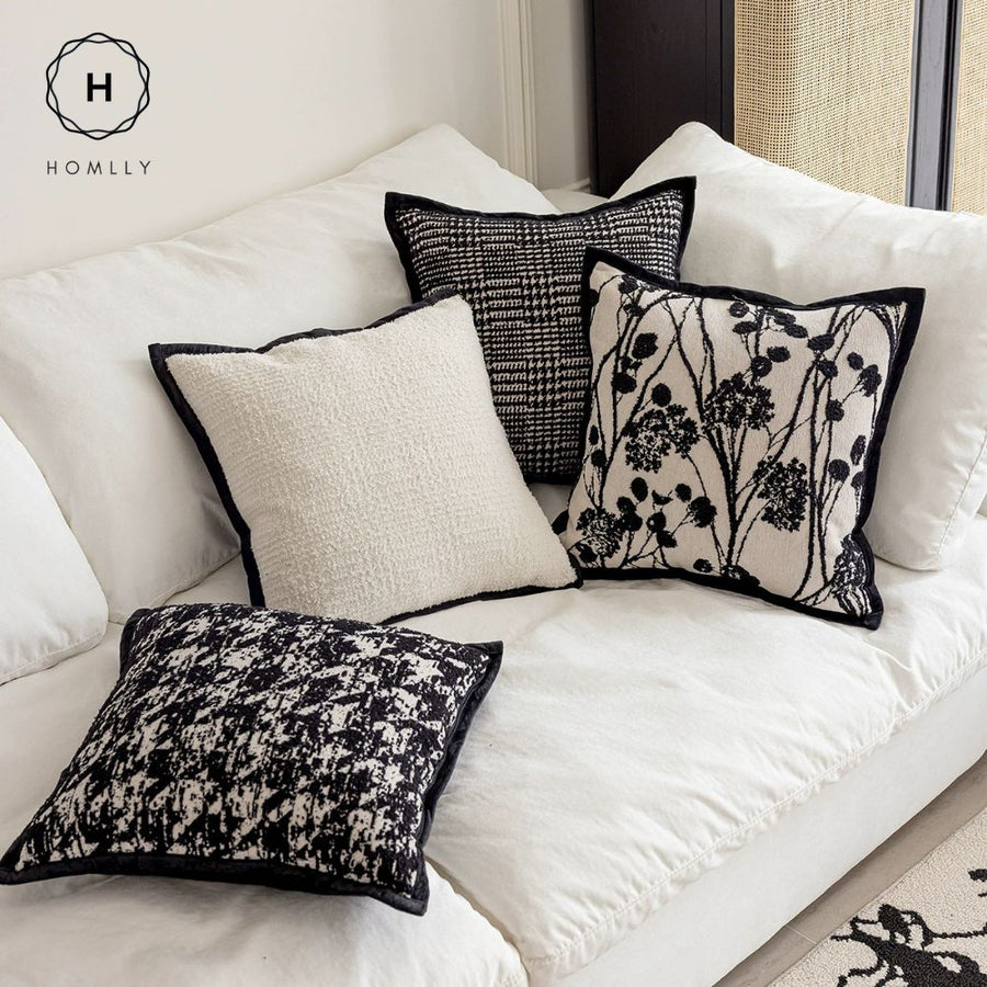 Homlly Black Monochrome  Decorative Pillow Cushion Cover