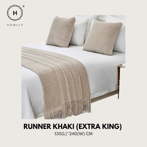 Homlly Ribbed Decorative Pillow Cushion Covers with Bed Runner Throw