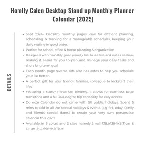 Homlly Calen Desktop Stand up Monthly Planner Calendar (2025)