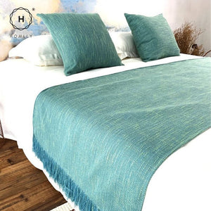 Homlly Weave Decorative Pillow Cushion Covers with Bed Runner Throw