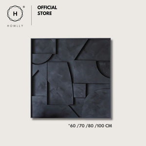 Homlly Black Osloo 3D Textured Framed Abstract Wall Art Painting