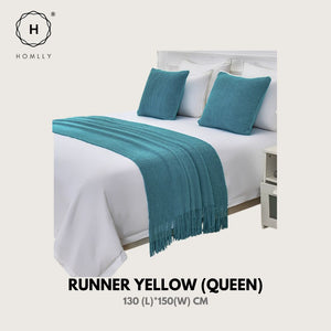 Homlly Ribbed Decorative Pillow Cushion Covers with Bed Runner Throw