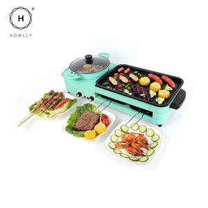 Homlly 2 in 1 Korean Electric Barbecue Pan Grill Hot Pot