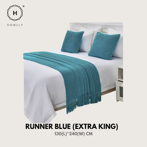 Homlly Ribbed Decorative Pillow Cushion Covers with Bed Runner Throw