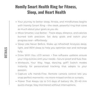 Homlly Smart Health Ring for Fitness, Sleep, and Heart Health