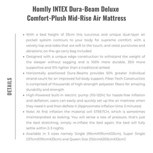Homlly INTEX Dura-Beam Deluxe Comfort-Plush Mid-Rise Air Inflated Mattress