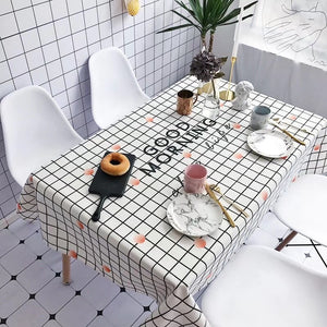 Homlly Good Morning Checked Table Cover Cloth  (4 Sizes) - Homlly