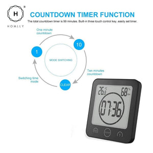 Homlly Bathroom Waterproof Big Digital LCD Wall Clock Timer with Alarm