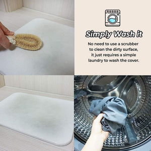 Homlly Soft Diatomite Floor Bath Mat with Washable Cover (Design)