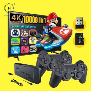 Homlly 4K HDMI HD 10000+ Video Game Console  with 2 Wireless Controllers