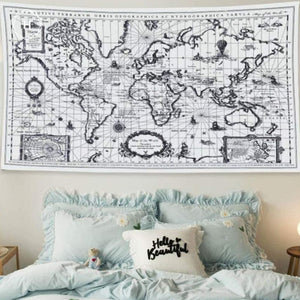 Homlly World Map Wall Tapestry (FREE 6m LED Lights)