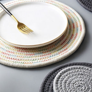 Homlly Modern Braided Round Table Coasters (4pcs)