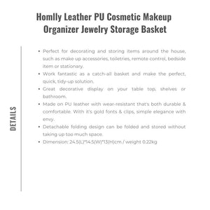 Homlly Leather PU Cosmetic Makeup Organizer Jewelry Storage Basket