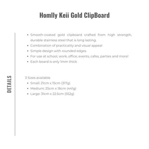 Homlly Keii Gold Writing ClipBoard