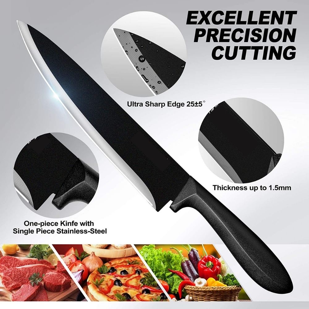 6 Pcs Kitchen Knife Set with Acrylic Block - Super-Sharp Steel