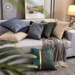 Homlly Oriental Bronze Jacquard Marble Cushion Cover Pillowcase