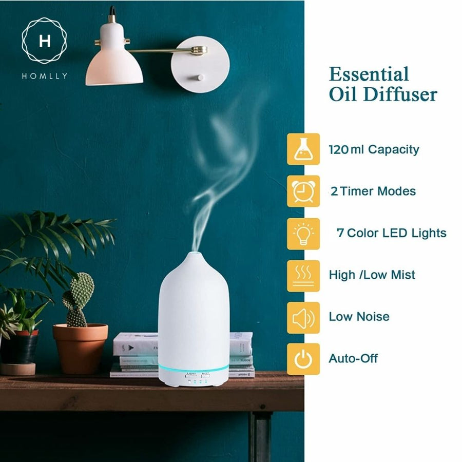 Homlly Ceramic Aromatherapy Essential Oil Diffuser Humidifier (120ml)