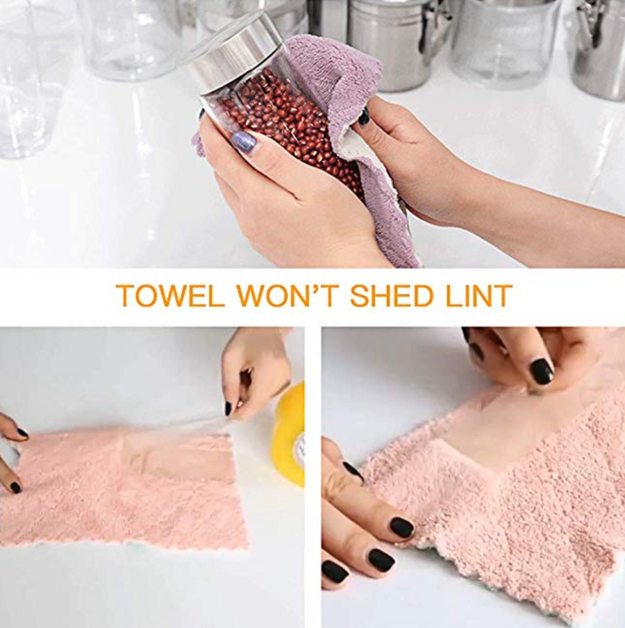 Homlly 12pcs Super Absorbent Non stick Oil Washable Dish towels