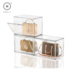 Homlly Clear Acrylic Display Stackable Box for Handbag, Shoes, Toy with Magnetic Door