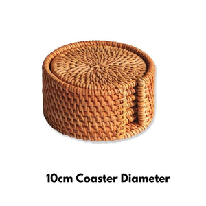 Homlly 100% Natural eco-friendly Hand Made Rattan Coaster Set (6pcs) with Coaster Box