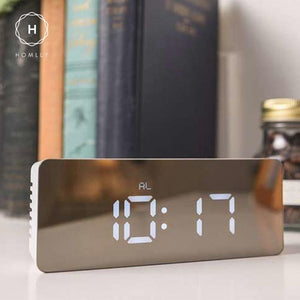 Homlly Bedside Large Digit LED Mirror Alarm Clock
