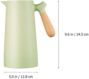 Homlly Thermal Double Walled Insulated Vacuum Flask Jug with Wooden Handle (1L)