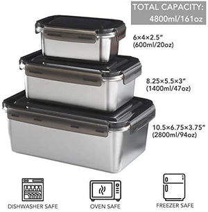 Homlly Stainless Steel Leak Proof Food Storage Lunch Box Container (Various Sizes)