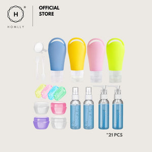 Homlly 21pcs Squeezable Leak Proof Silicone Travel Containers (FREE label Stickers)