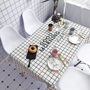 Homlly Good Morning Checked Table Cover Cloth  (4 Sizes) - Homlly