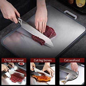 Homlly Double Sided Stainless Steel Cutting Boards