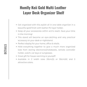Homlly Keii Gold Multi Leather Layer Desk Organizer Shelf